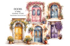Watercolor Medirerranean Door Clipart Product Image 1