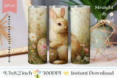Easter Sublimation Tumbler, Floral Bunny Tumbler Wrap Design Product Image 1