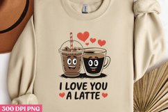 I love you a latte PNG, Retro Valentine Sublimation PNG Product Image 2