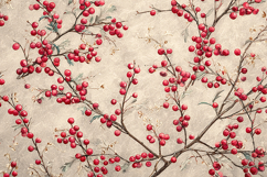 Vintage Red Berries Seamless Pattern - Watercolor Style Product Image 1