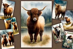 Highland cow, Bull painting, Longhorn 8 PNG Product Image 1
