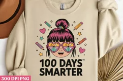 100 DAYS SMARTER PNG, 100 Days Of School Sublimation PNG Product Image 1