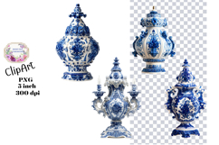 Blue Toile, Ephemera, PNG, Clipart, Junk Journal, flowers Product Image 1