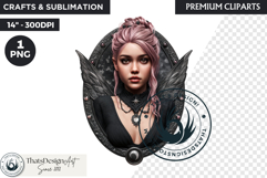Pastel Goth Fairy Clipart, Black Pink PNG fantasy clipart Product Image 1