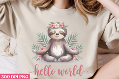 Hello World PNG, Sloth Sublimation PNG Product Image 2