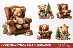 Christmas Teddy Bear Sublimation Clipart PNG Product Image 1
