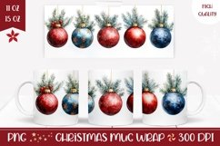 Christmas Tree Branch Mug Design, Baubles Mug Wrap Product Image 1