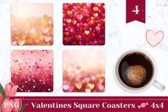Valentine Coaster Design, Glitter Heart Square Coasters PNG Product Image 1