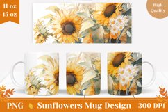Watercolor Sunflowers Sublimation, Fall Mug Design Product Image 1
