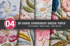 3D Floral Embroidery Digital Paper Product Image 1