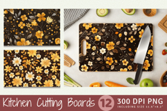 Brown &amp; Yellow Floral Cutting Boards sublimation Design Product Image 1