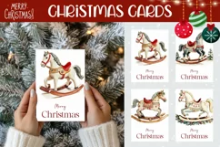 Watercolor Christmas Greeting Cards, Christmas Horse PNG Product Image 1