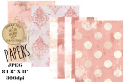 Pink, Mixed Media, Paper, Shabby Chic, Papers, Junk Journal Product Image 1