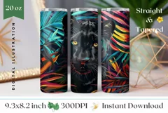 Black Panther Tumbler Wrap, Tropical Leaves Tumbler Design Product Image 1