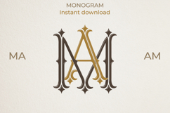 MA AM Wedding Monogram Logo | Elegant Initials Vector Product Image 1