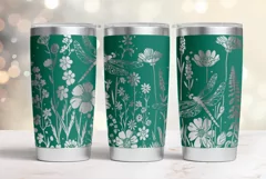 20oz Tumbler laser svg wrap| Wildflowers and Dragonflies Product Image 2