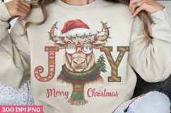 Joy Merry Christmas PNG, Highland Cow Sublimation PNG Product Image 1