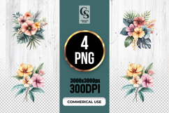 Watercolor Tropical Flower Clipart Sublimation PNG Product Image 1