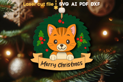 Cat Christmas Ornament SVG laser cut file for Glowforge Product Image 1