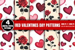 Red Valentines Day Patterns Bundle PNG Product Image 2