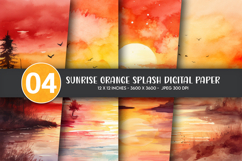 Sunrise Orange Digital Paper Product Image 1