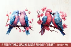 Breeds of Valentine Kissing Birds, Valentine's Day Clipart Product Image 1