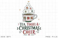 Tea Christmas PNG, Tea Tinsel And Christmas Cheer PNG, Cozy Product Image 1