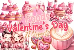 Valentine's Day Foods watercolor clipart Product Image 1