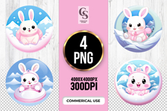 Cute Winter Bunny Clipart Sublimation PNG Product Image 1