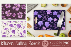 Cute Purple Flowers Cutting Boards sublimation Design Product Image 1
