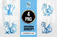 Blue Baby Ice Dragon Clipart Sublimation PNG Product Image 1