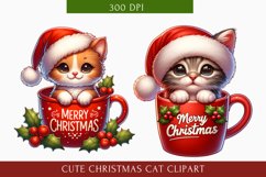 Cute Christmas Cat clipart, Cat Sublimation Product Image 1