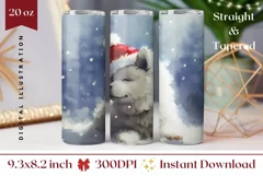 Christmas Dog Tumbler Wrap, Winter Forest Sublimation Product Image 1