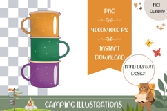 Hand Drawn Teacups Illustration, Cartoon Triple Cup PNG Product Image 1