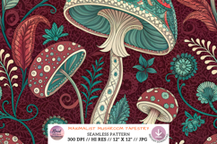 Maximalist Mushroom Tapestry Ornate Pattern, Seamless Patter Product Image 1