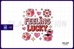 Retro Valentine Feeling Lucky PNG Design Product Image 1