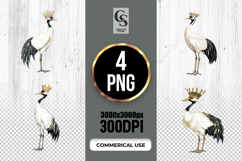 Crowned Crane Watercolor Clipart Sublimation PNG Product Image 1