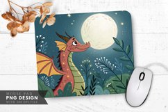 Whimsical Dragon Under a Moonlit Sky mouse pad PNG Design Product Image 1