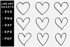 Love heart line art SVG, Outline Hearts SVG Laser cut files Product Image 1
