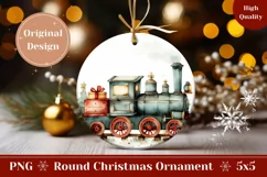 Cartoon Christmas Ornament, Watercolor Christmas Train PNG Product Image 1