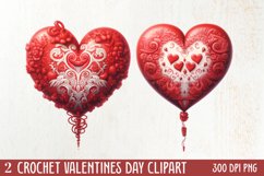 Crochet Valentines Day Clipart, Valentines Day Couplet Product Image 1