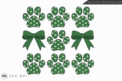 St Patricks Day Dog Paw Prints And Bows Sublimation PNG Product Image 1