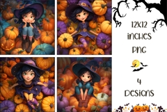Cartoon Halloween Witch Backgrounds, Kids Halloween PNG Product Image 1