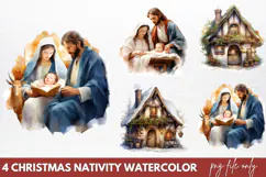 Christmas Nativity Watercolor Clipart PNG Product Image 1