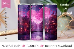 Valentine's Day Tumbler Design, Neon Love Heart Tumbler Wrap Product Image 1