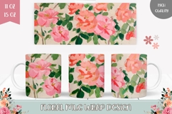 Pink Peony Mug Wrap Design, Flowers Mug Sublimation PNG Product Image 1