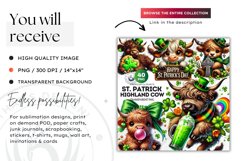 St Patrick Highland cow in bucket Clipart, highland calf PNG Product Image 2