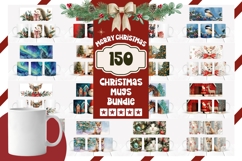 Cartoon Christmas Mug Bundle, Winter Animals Mug Designs Product Image 1