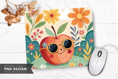 Funky Apple Design with Floral Elements Mouse Pad PNG Design Product Image 1