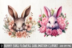 Bunny Ears Flowers Sublimation Clipart Product Image 2